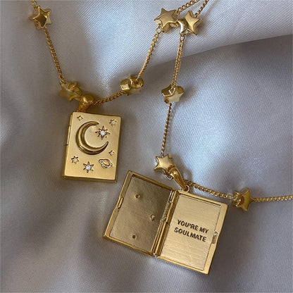 Lunar Love Book Necklace